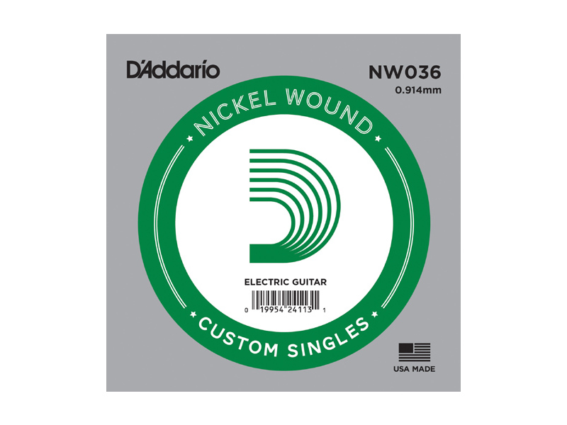 D'Addario NW036 XL Nickel Wound Electric String, .036 gauge, Single