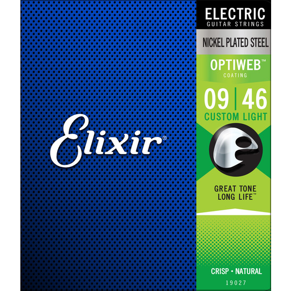 Square elixir 19027 optiweb coated nickel plated electric guitar strings custom light 9 46 2