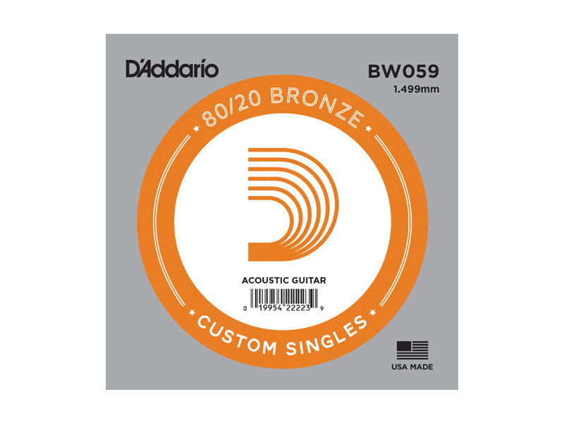 D'Addario BW059 80/20 Bronze Wound .059 in (1.50 mm), Single String