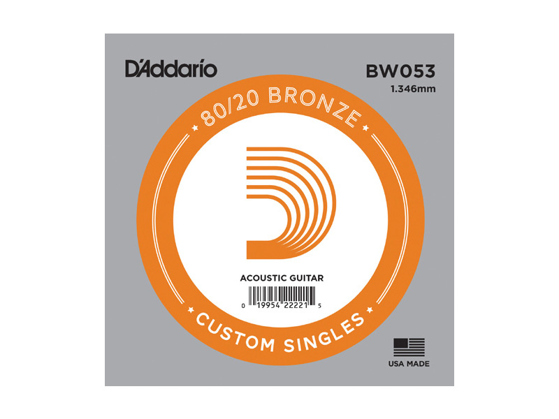 D'Addario BW053 80/20 Bronze Wound .053 in (1.35 mm), Single String