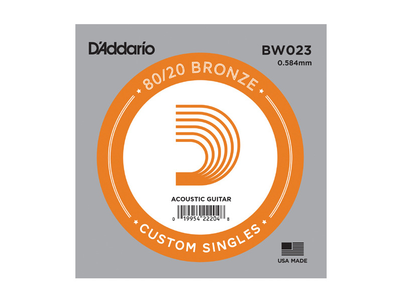 D'Addario BW023 80/20 Bronze Wound .023 inches (.58 mm), Single String