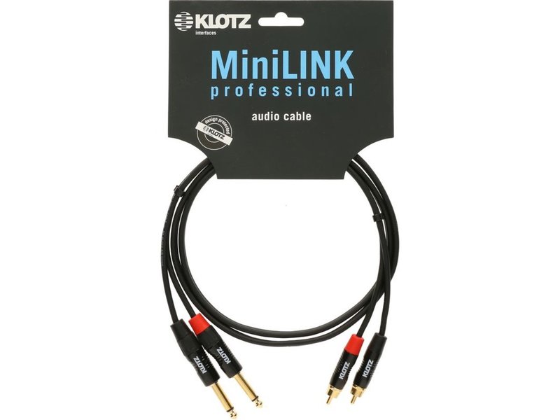 KT-CJ MiniLink Pro stereo twin cable with metal rca and jack plugs, gold-plated