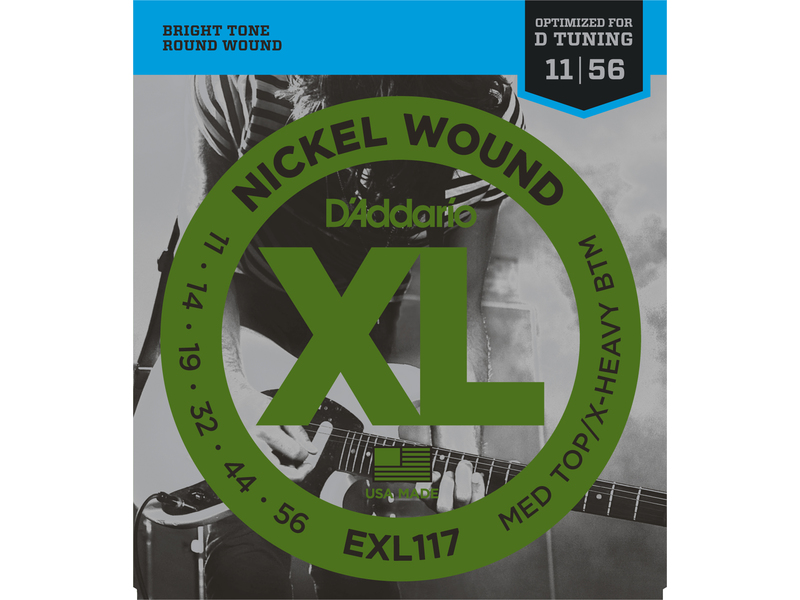 D'Addario EXL117 Nickel Wound Electric Guitar Strings Medium Top/Extra-Heavy Bottom 11-56