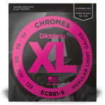 DAddario 45-132 Regular Light 5-String, Long Scale, XL Chromes (flat wound) Bass Strings ECB81-5