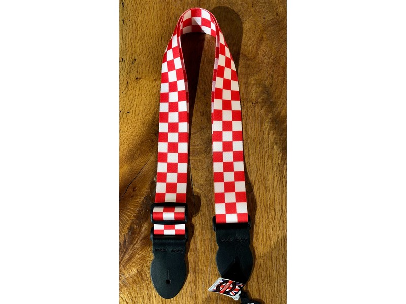 Leathergraft Checkered Graphic Webbing Strap - Red & White