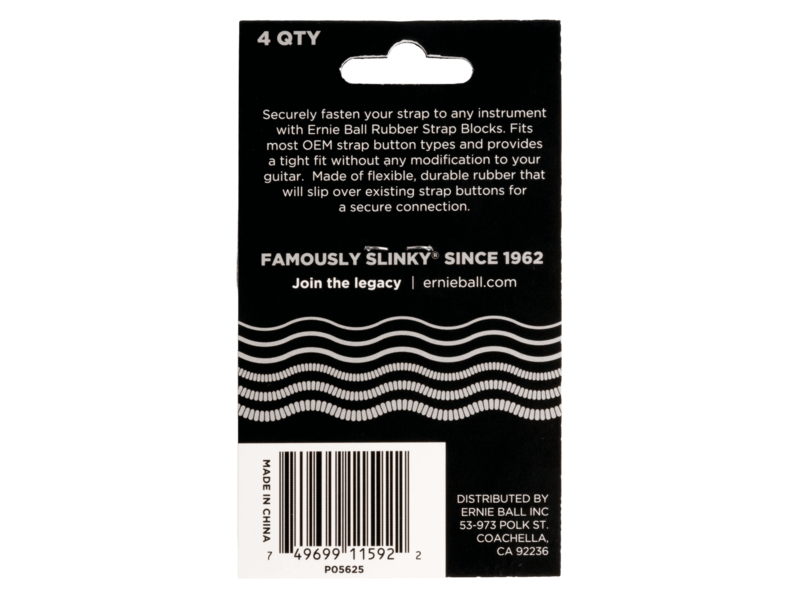 Ernie Ball Strap Blocks 4Pk Grey