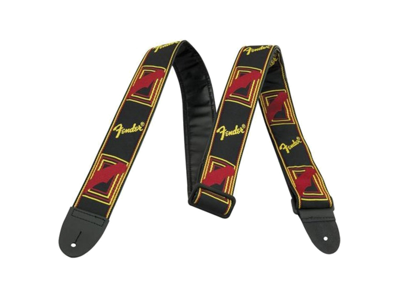 Fender 2 inch Monogrammed Strap Black/Yellow/Red