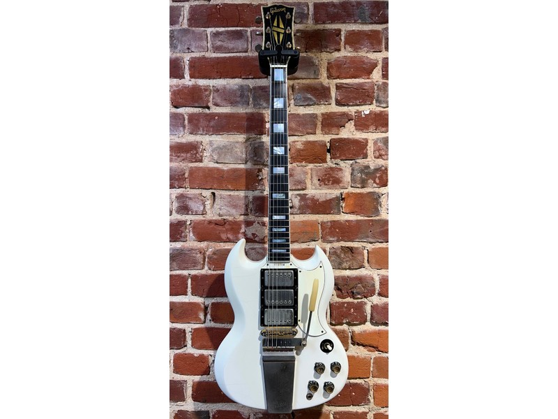 Pre Loved 1966 Gibson Custom SG - Polaris White, Angel Wing Pickguard & Maestro Vibrola Inc Case