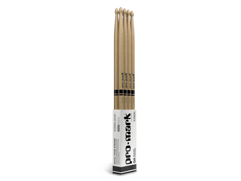 ProMark Classic Forward 5A Hickory Drumsticks, Oval Wood Tip, 4-Pack