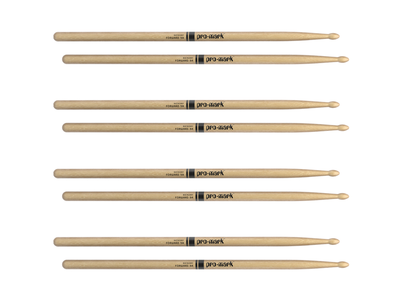 ProMark Classic Forward 5A Hickory Drumsticks, Oval Wood Tip, 4-Pack