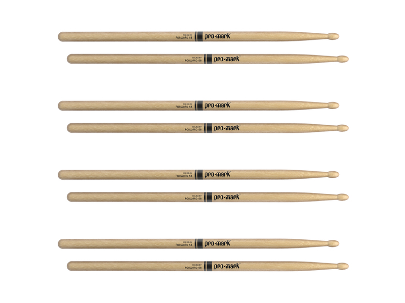 ProMark Classic Forward 5B Hickory Drumstick, Oval Wood Tip, 4-Pack