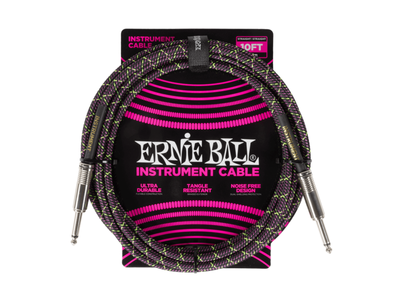 Ernie Ball 10ft/3.05m Braided Straight/Straight Cable - Purple Python