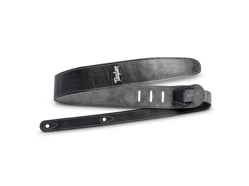 Taylor Strap Black Leather/Suede 2.5" Silver Logo