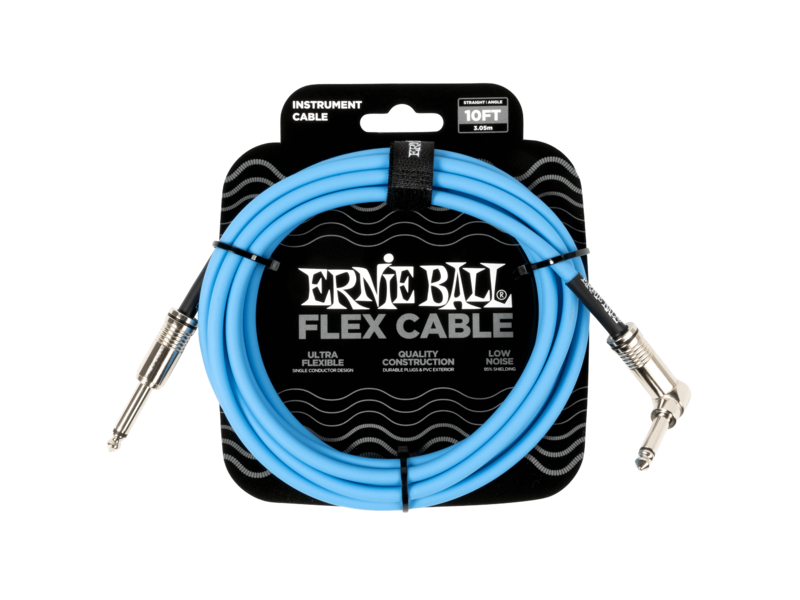 Ernie Ball Flex Cable Straight/Angle 10ft /3m- Blue