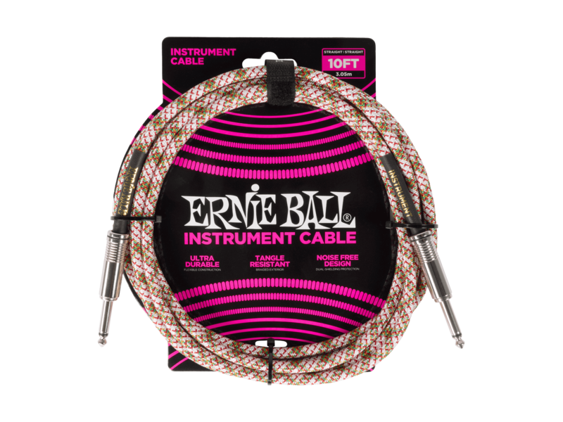 Ernie Ball 10ft (3.05m) Braided Straight Cable Emerald Argyle