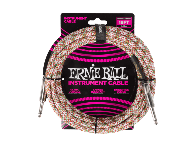 Ernie Ball 18ft (4.49m) Braided Straight Cable Emerald Argyle