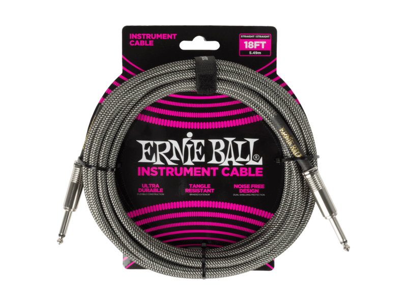 Ernie Ball 18 (5.49M) Braided Straight/Straight Cable Silver Fox
