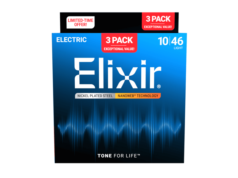 Elixir 3 Pack Nanoweb Electric Light 10-46