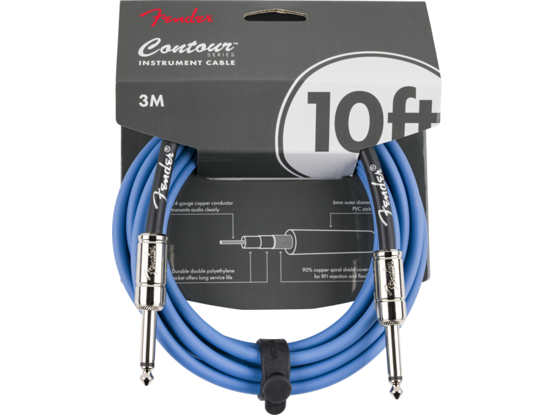 Fender Contour Instrument Cable, Lake Placid Blue, 10ft 3M
