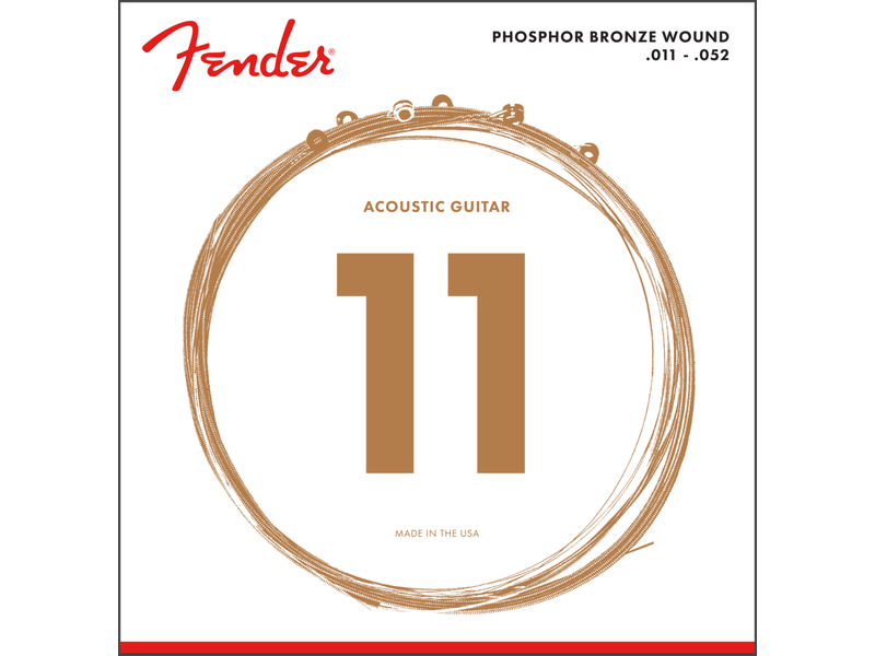 Fender Phosphor Bronze Acoustic Guitar Strings, Ball End, 60CL .011-.052