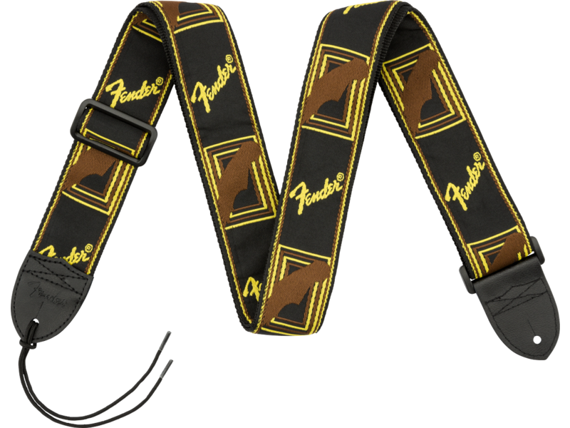 Fender 2" Monogrammed Strap, Black/Yellow/Brown