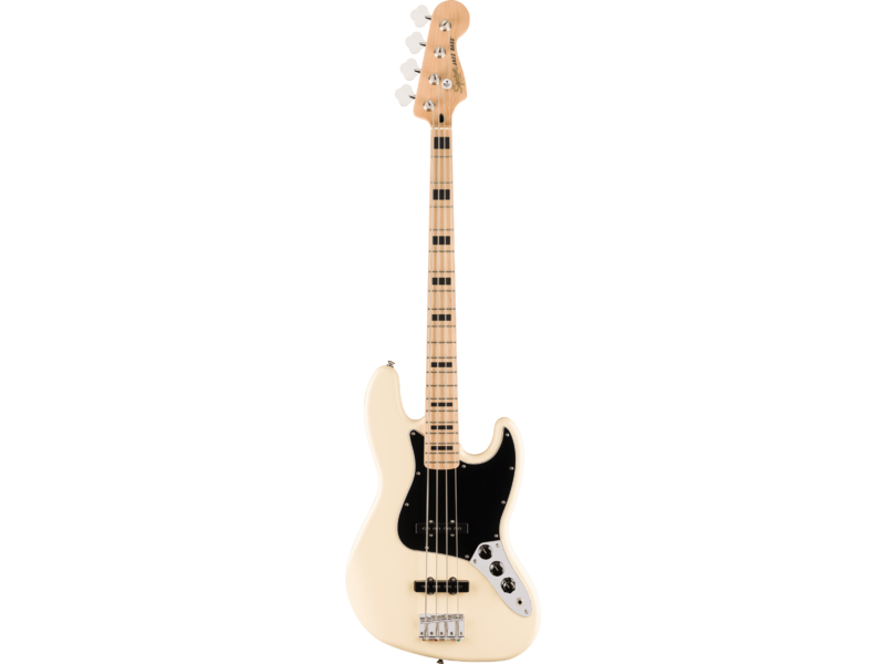 Squier Affinity Series Active Jazz Bass, Maple Fingerboard, Black Pickguard, Olympic White