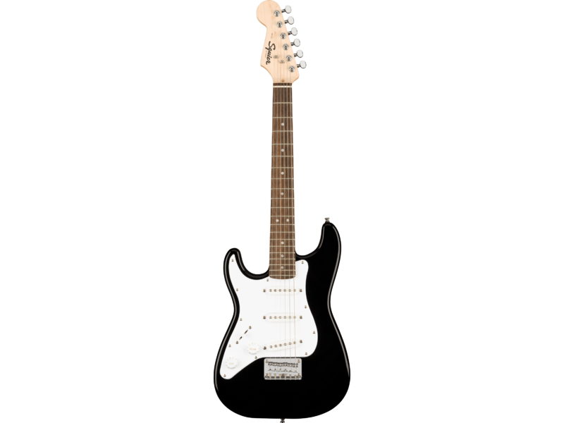 Squier Mini Stratocaster Left-Handed, Laurel Fingerboard, White Pickguard, Black