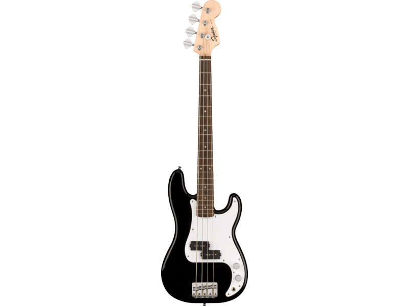 Squier Mini Precision Bass, Laurel Fingerboard, White Pickguard, Black