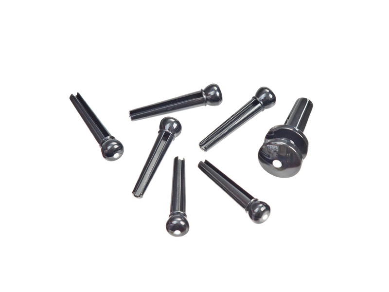DAddario Injected Molded Bridge Pins with End Pin Set, Ebony with Ivory Dot