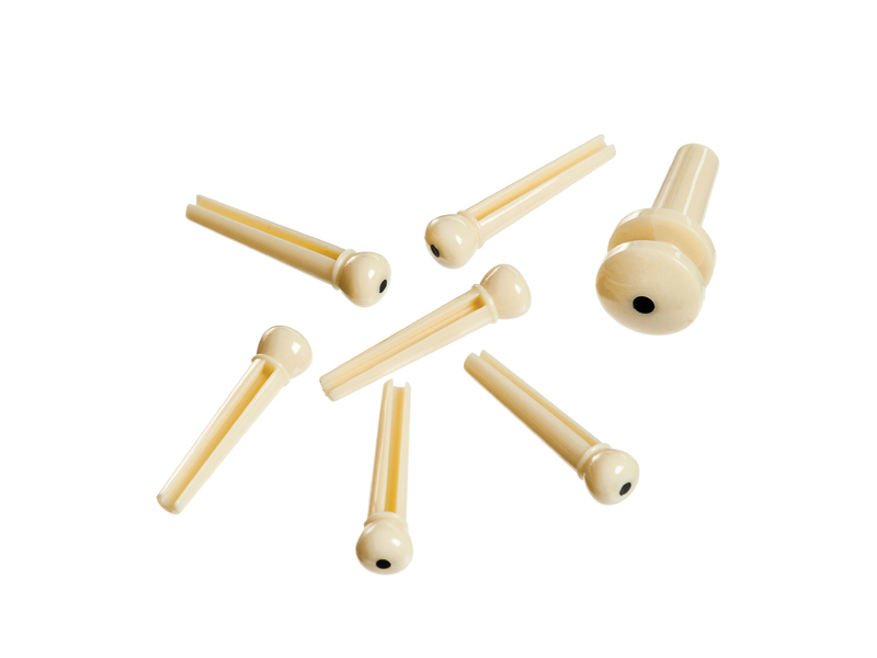 DAddario Injected Molded Bridge Pins with End Pin Set, Ivory with Ebony Dot