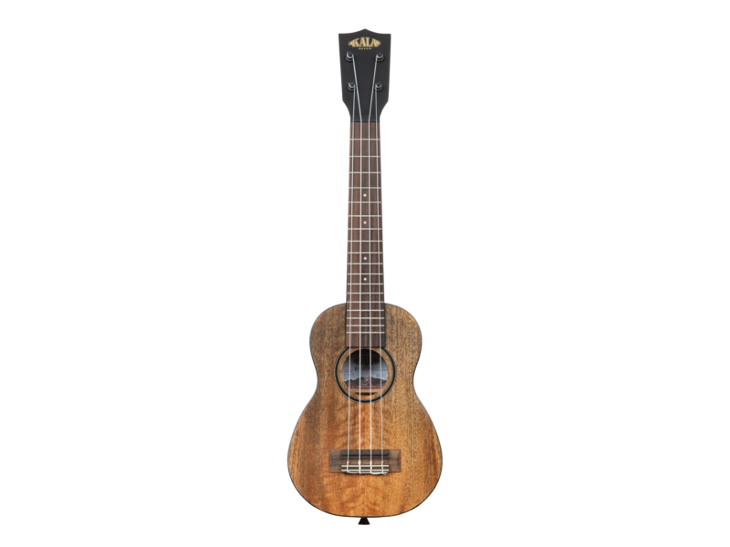 Kala KA-CM-SLN_W/BAG Satin Curly Mango + Black Binding Long Neck Soprano with Bag