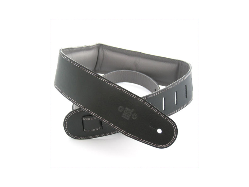 DSL Leather Padded 2.5" Black with Grey reverse and stitching