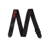 Fender Logo Strap, Black/Red Logo, 2"