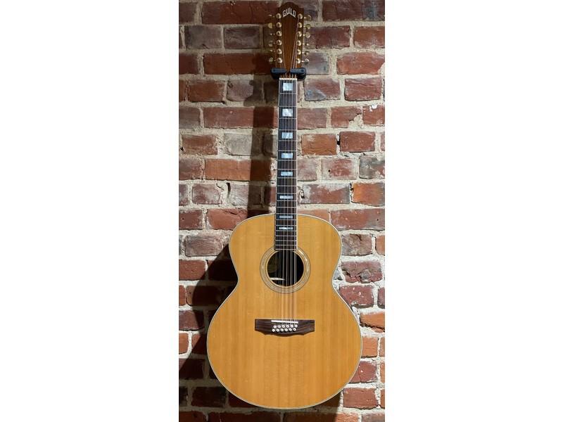 Pre Loved Guild F1512 Natural 12 String Acoustic Converted to Left Handed with Passive Pickup inc Hard Case