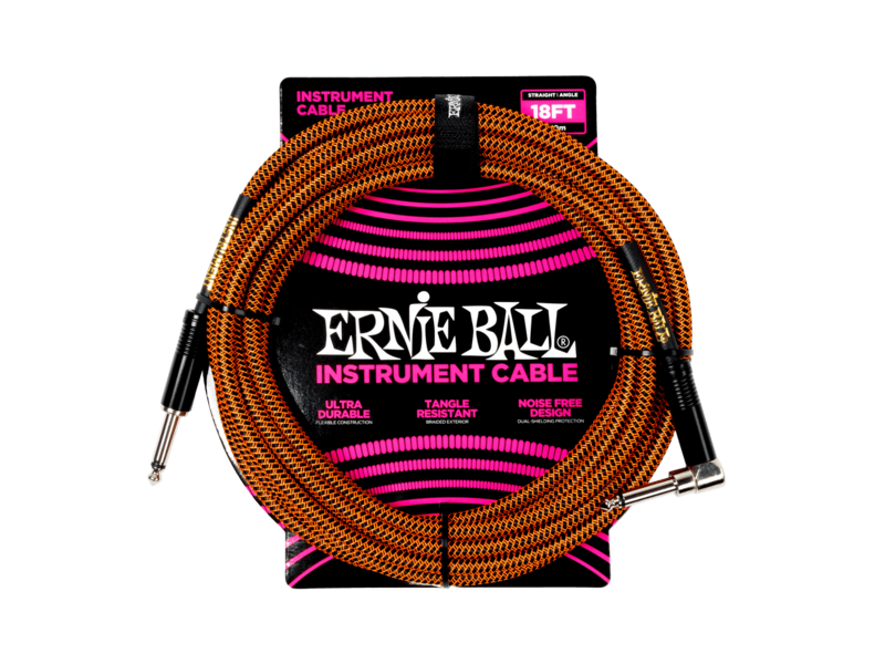 Ernie Ball 18ft Braided Cable Straight/Angle - Pumpkin Pie