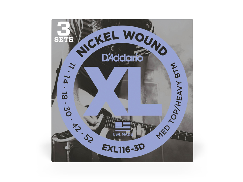 DAddario EXL116-3D Medium Top/Heavy Bottom 11-52 3 Sets
