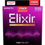 Elixir 3 Pack Nanoweb Phosphor Bronze Light 12-53