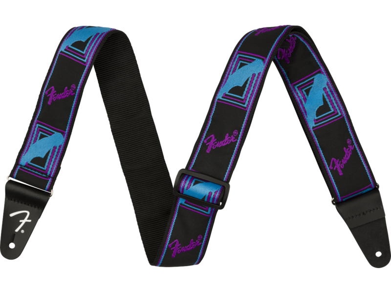 Fender Neon Monogrammed Strap, Blue and Purple, 2"