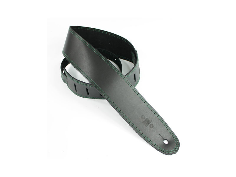 DSL Leather 2.5" Black with Green Stitching