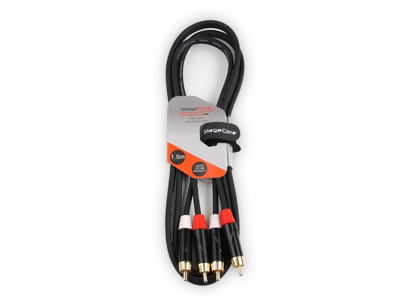 Stagecore 2x Male RCA Plugs - 2 x Male RCA Phono Plugs 1.5m