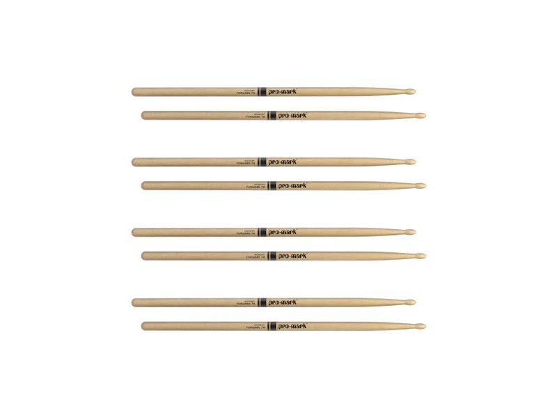 ProMark Classic Forward 7A Hickory Drumstick, Oval Wood Tip, 4-Pack