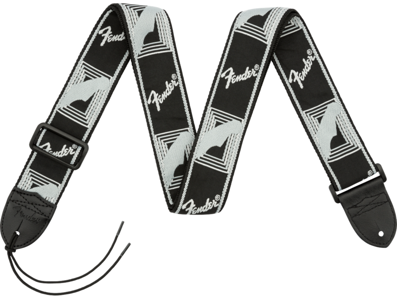 Fender Monogrammed Strap, Black/Light Grey/Dark Grey, 2"