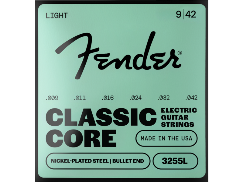 Fender Classic Core Bullets 3255L Guitar Strings, Nickel-Plated Steel, Bullet End, Gauges .009-.042
