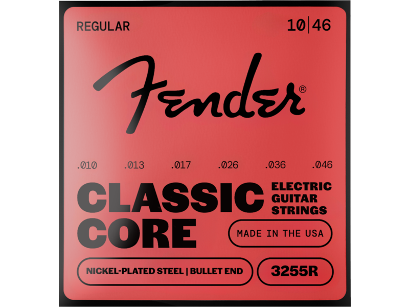 Fender Classic Core Bullets 3255R Guitar Strings, Nickel-Plated Steel, Bullet End, Gauges .010-.046
