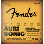 Fender AuriSonic 70-12L Acoustic Guitar Strings, 80/20 Bronze, 12-String, Gauges .010-.050 Gauges, (12)