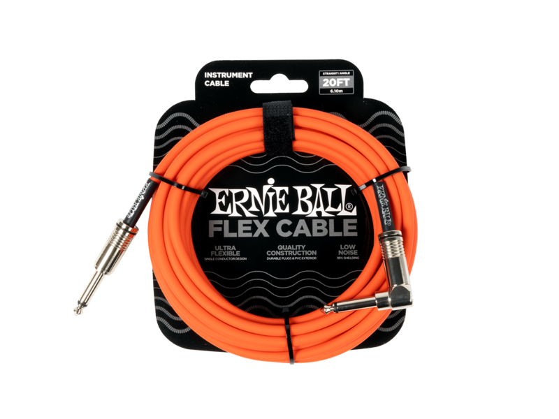 Ernie Ball Flex Cable Straight/Angle 20ft/6.1m - Orange