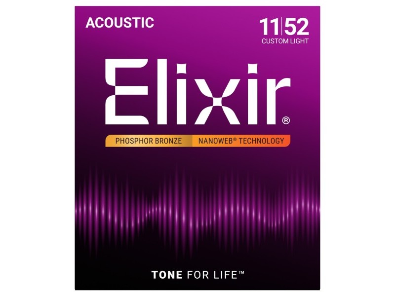 Elixir E16027 Nanoweb Phosphor Bronze Strings, 11-052 