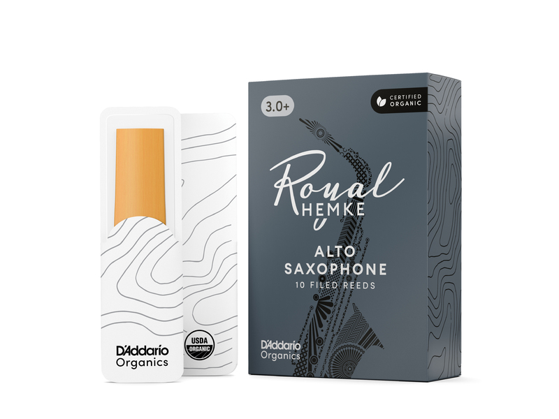 D'Addario Royal Hemke Organic Alto Saxophone Reeds, Strength 3.0+, 10-pack