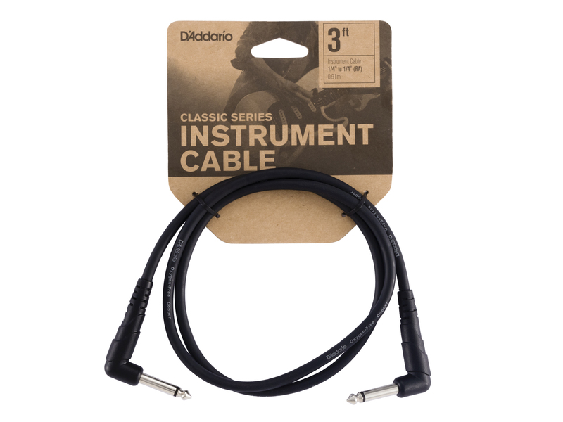 D'Addario Classic Series Patch Cable, Right-Angle, 3 feet