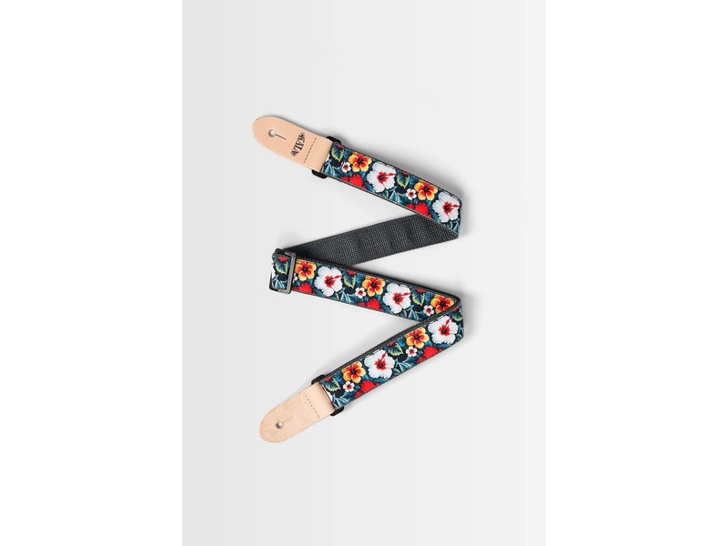 Kala Vintage Hibiscus Print Ukulele Strap - Black